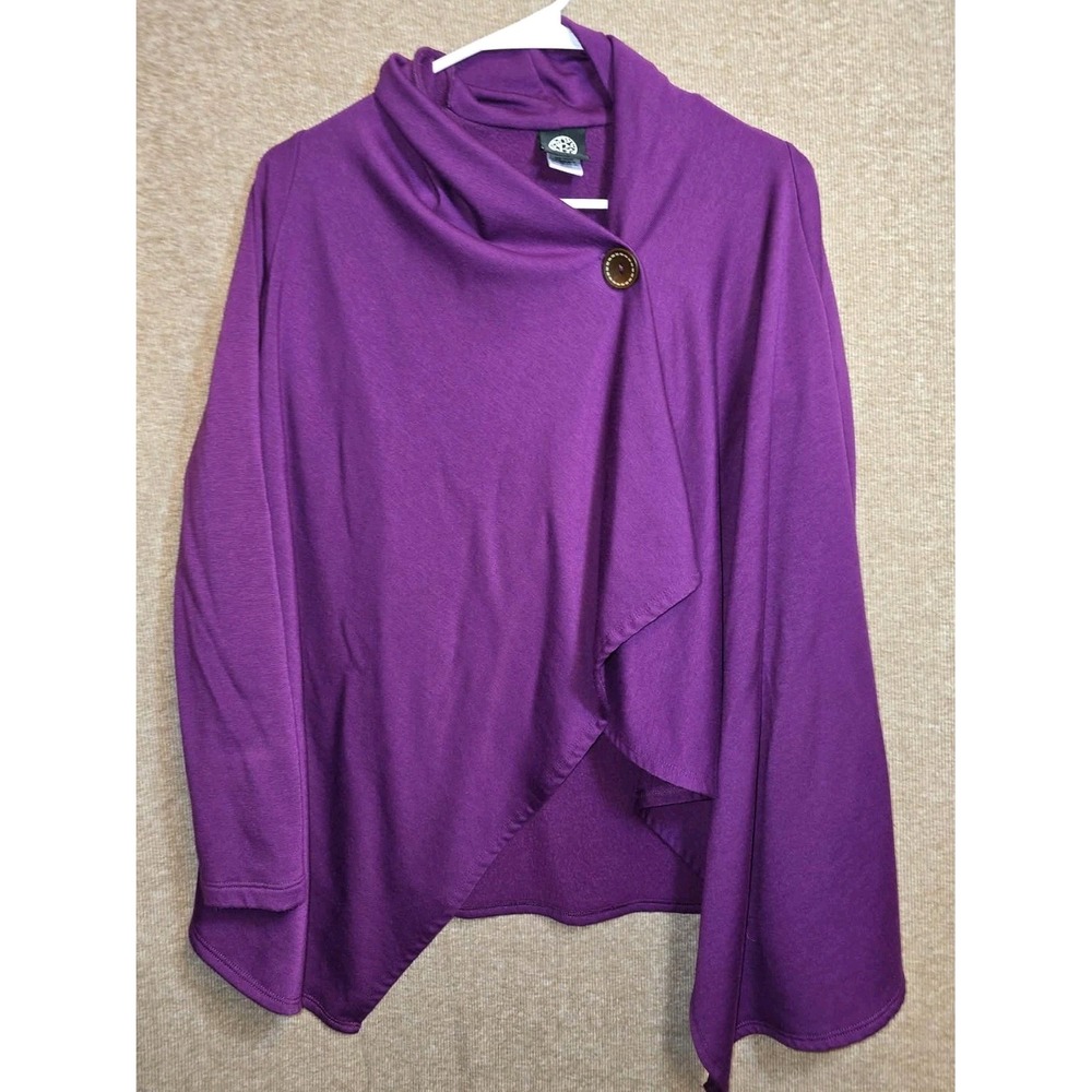 🟣 Bobeau Purple Asymmetrical Wrap Cardigan EUC Women's Small Cozy Layering 🟣